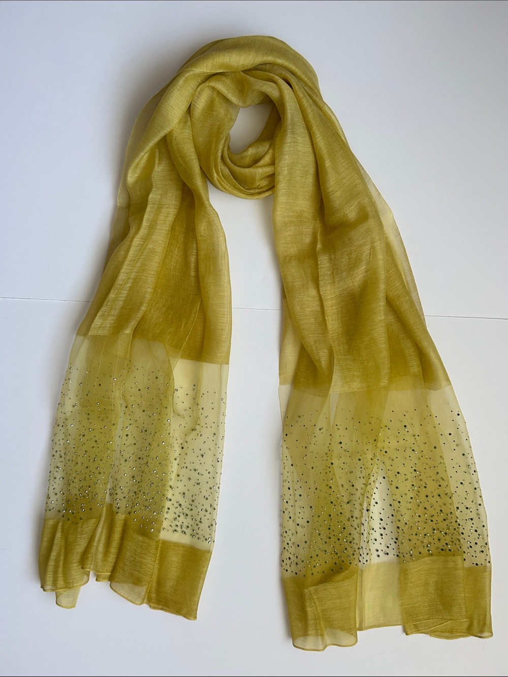 Lightweight Yellow Women's Scarf with Sparkle Accent